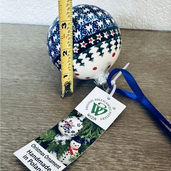Boleslawiec Polish Pottery Christmas Trees Holiday Ball Ornament - Picture 2 of 2